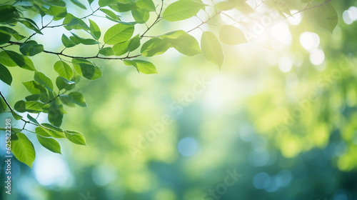 blur background of green tree with sky bokeh nature