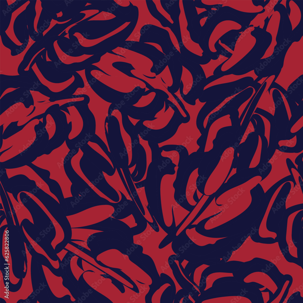 Red Tropical Leaf Seamless Pattern Design Red Tropical Leaf Seamless Pattern Design