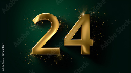 luxury design of happy new year 2023 with gold number on dark green background