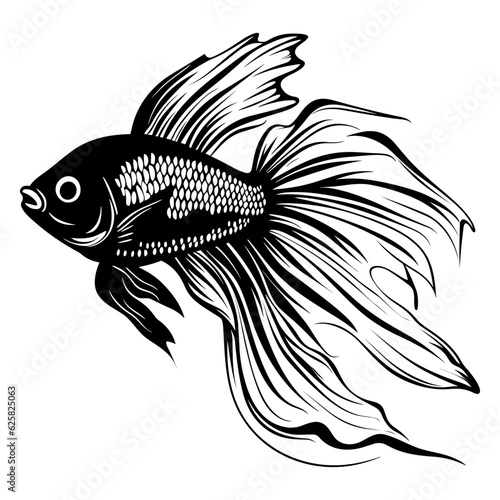 Betta fish logo black silhouette svg vector