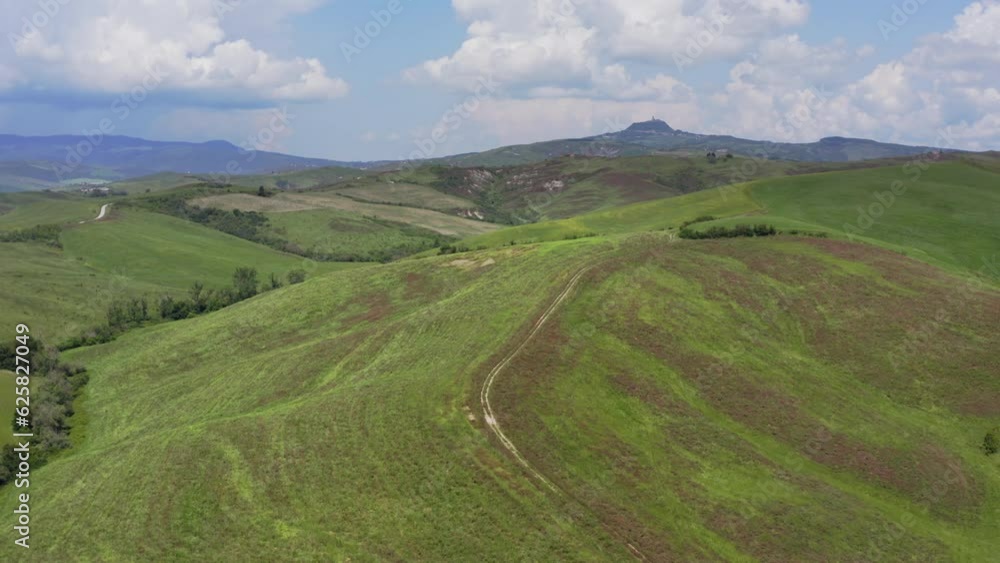 Aerial view of green fields in spring Tuscany Italy Aerial view of green fields in spring Tuscany Italy