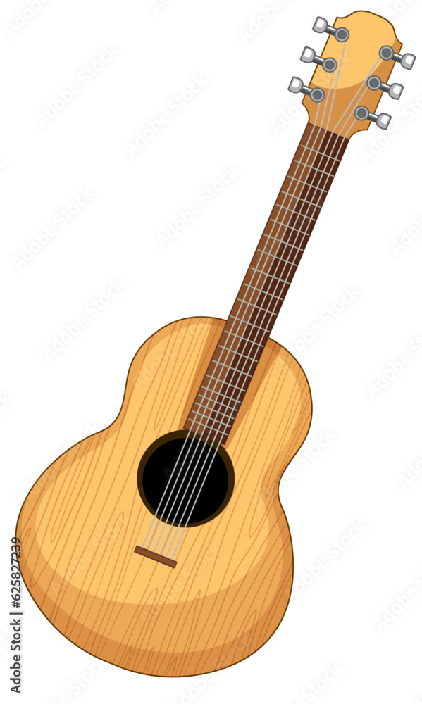 Fototapeta premium Wood Guitar in Cartoon Style Vector