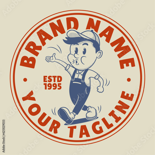 Vintage retro mascot Worker Guy Character