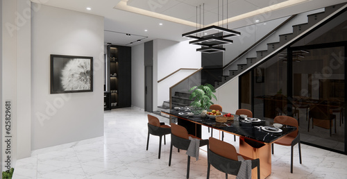 modern dinning room interior with furniture
 photo