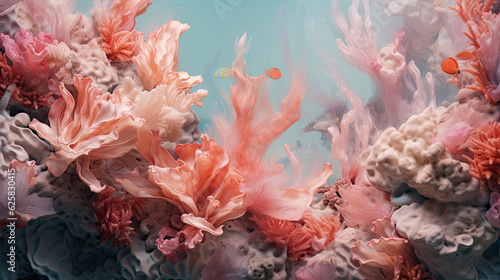 Underwater fish coral pink blue deep ocean beautiful