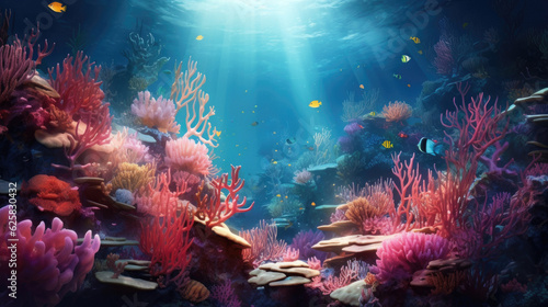 Underwater fish coral pink blue deep ocean beautiful © stocker