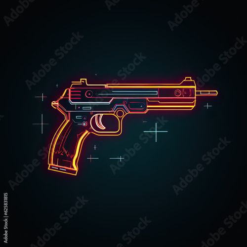Neon light logo design of gun
