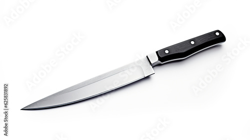 Kitchen knife isolated on white background wood handle black handle