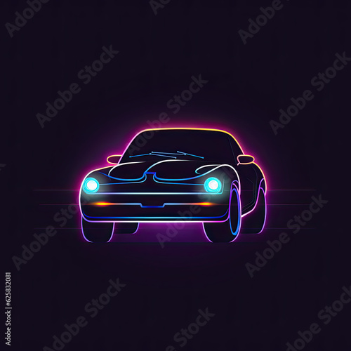 Neon light logo design of car
