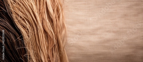 Photo of two contrasting colored hair strands in close up with copy space