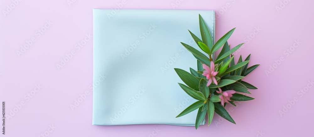 Photo of a plant resting on a crisp white napkin with plenty of open space for your own message or design with copy space Photo of a plant resting on a crisp white napkin with plenty of open space for your own message or design with copy space