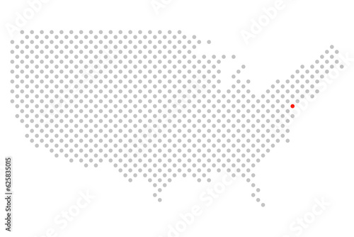 Philadelphia in den USA: Amerikakarte aus grauen Punkten mit roter Markierung photo