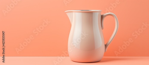Photo of a white pitcher on a table with plenty of room for your creative ideas with copy space