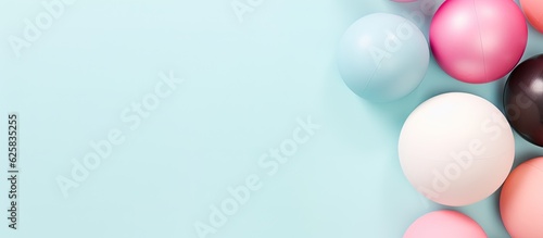 Photo of colorful balloons floating in the sky with plenty of space for your own message or design with copy space