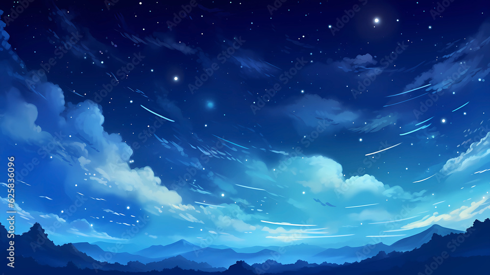 hand-painted cartoon beautiful illustration of starry sky
