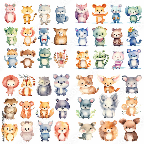 Set of animals, generative AI 