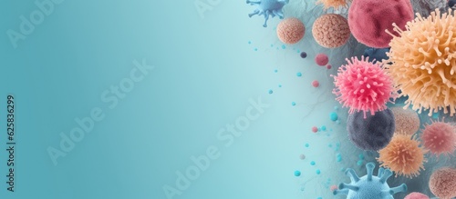 Photo of various colorful and monochrome germs on a white background with copy space photo