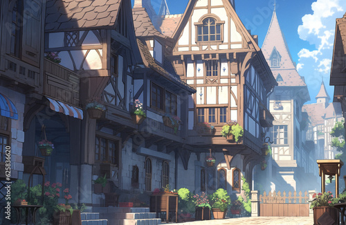 繊細で芸術的な中世ヨーロッパ風背景のイラスト(AI generated image)