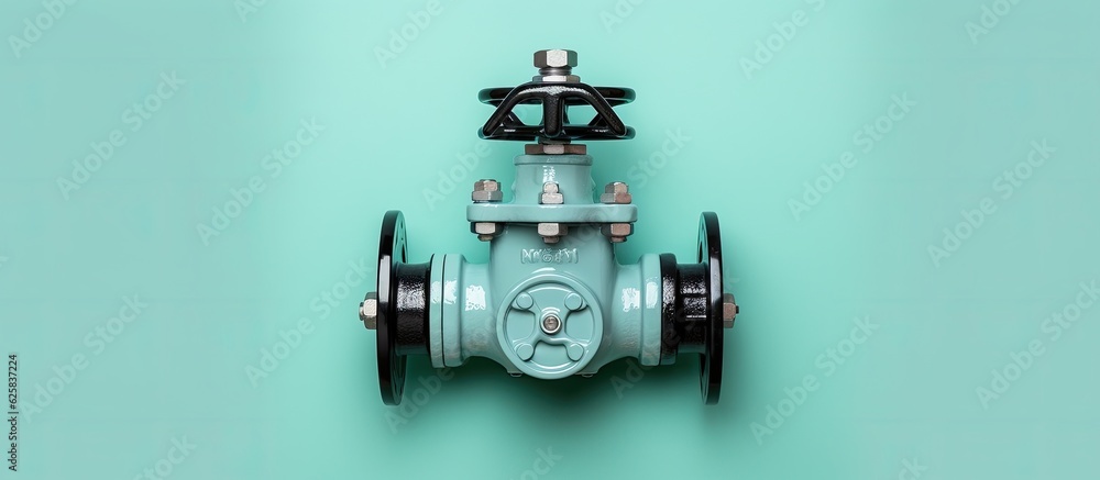 Photo of a green valve with a clock, perfect for timing and controlling flow with copy space Photo of a green valve with a clock, perfect for timing and controlling flow with copy space