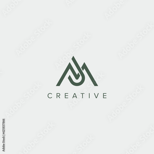 modern unique letter PM MP logo design template - vector.