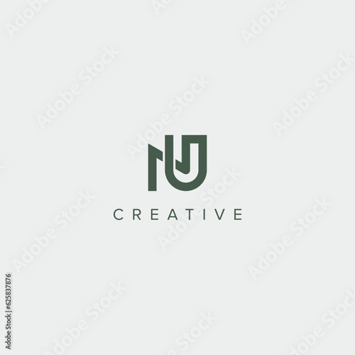 modern unique letter NU UN logo design template - vector.