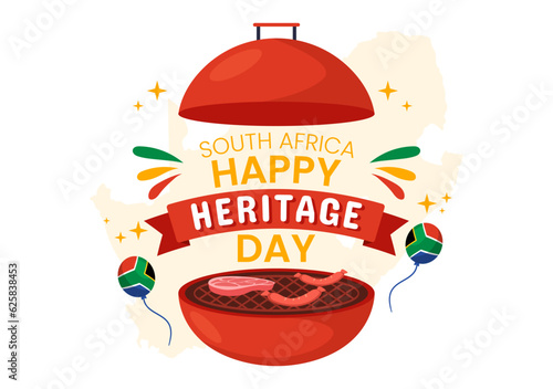Happy Heritage Day South Africa Vector Illustration on September 24 with Waving Flag Background, Honoring African Culture and Traditions Templates