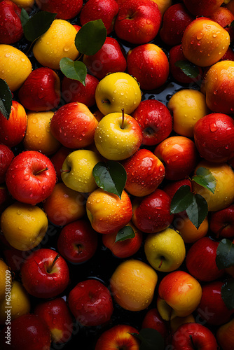 Fresh apple banner. Apples background. Close-up food photography