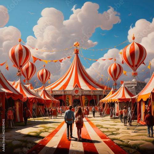 Print op canvas circus tent in the park