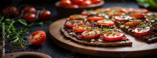 Vegetarian gluten-free buckwheat flour pizza. Generative AI