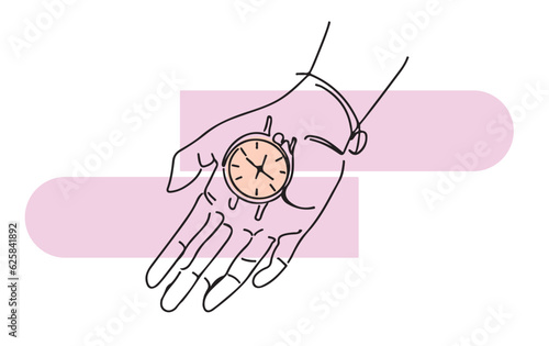Watch in hand depicting Passing time vector concept illustrations