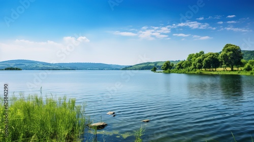 lake in mountains landscape background