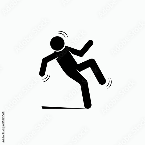 Beware of Slippery. Wet Floor Symbol.        