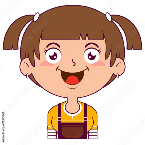 girl happy face cartoon cute