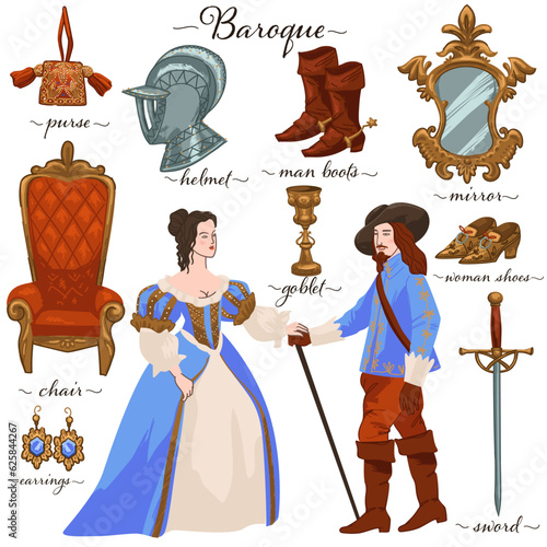 Baroque characters and objects, culture and style