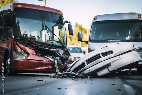 Bus and truck collision, Accident insurance. Generative AI