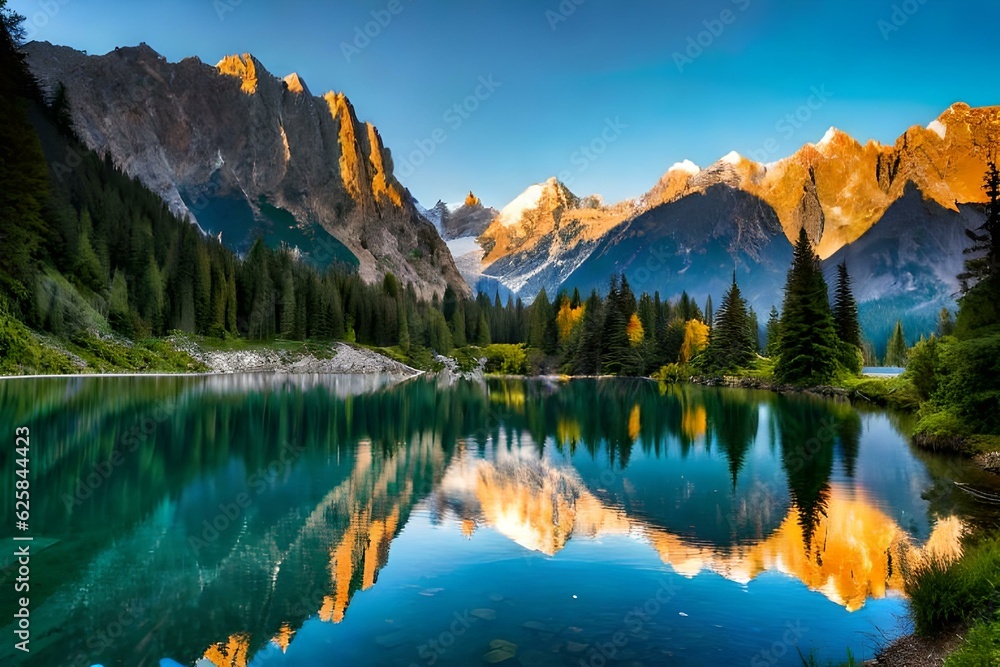 reflection in the mountains AI Generated