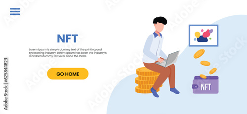 NFT concept. People creating buying and working with crypto art. Non-fungible token auction. Unique masterpieces markets. Persons paying for artworks with phones.