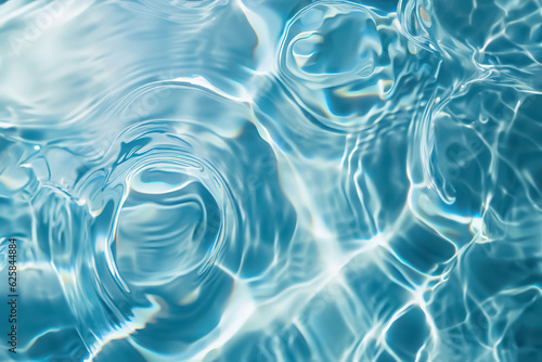 Clear water in swimming pool with ripple in clean aqua liquid. Summer wallpaper blue background and reflection of sunlight on water surface. photo