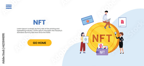 NFT concept. People creating buying and working with crypto art. Non-fungible token auction. Unique masterpieces markets. Persons paying for artworks with phones.