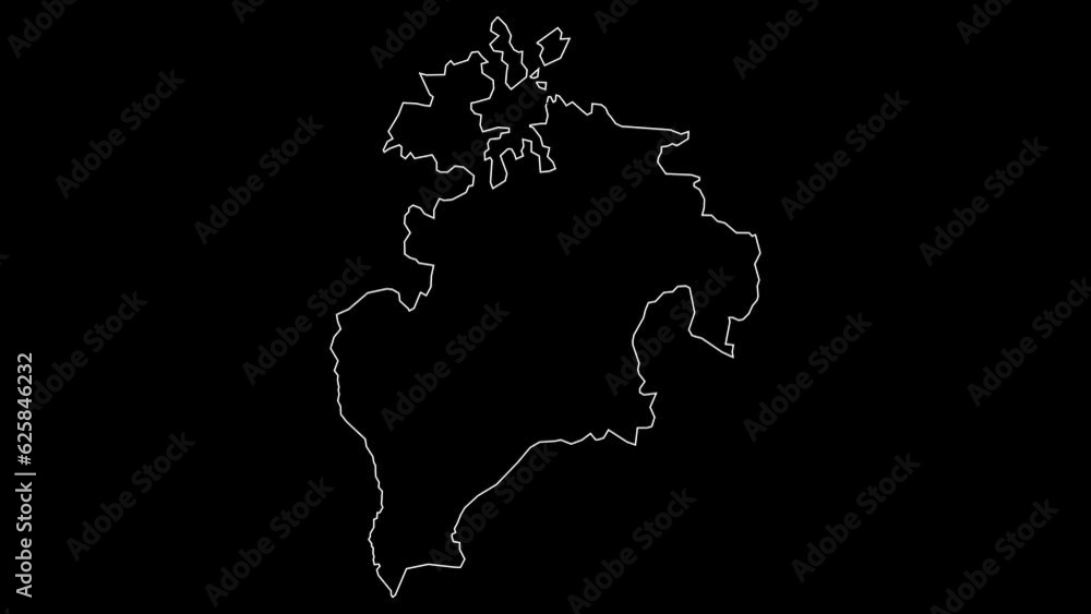 Geita region map of Tanzania outline animation Geita region map of Tanzania outline animation