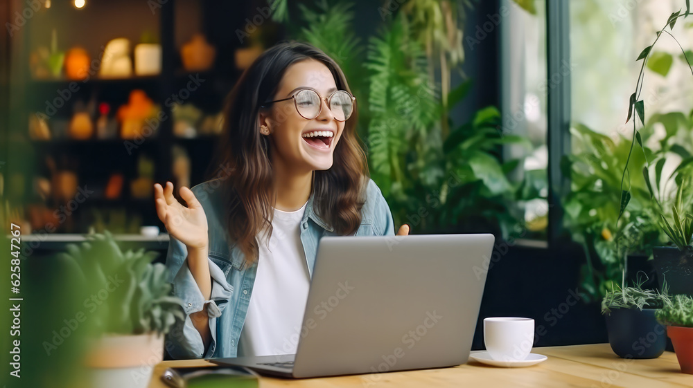Arbeiten im Cafe. Generiert mit KI Arbeiten im Cafe. Generiert mit KI