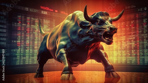 The bull and chart for business or bull market trader concept. Generative AI