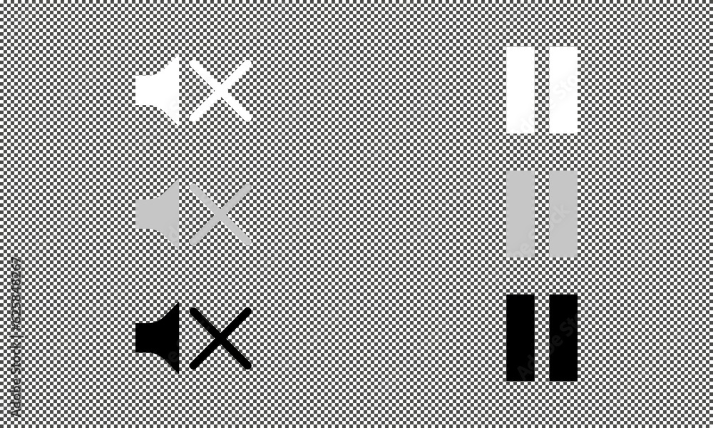Media player buttons vector icons set. Speaker volume turn off sign ...