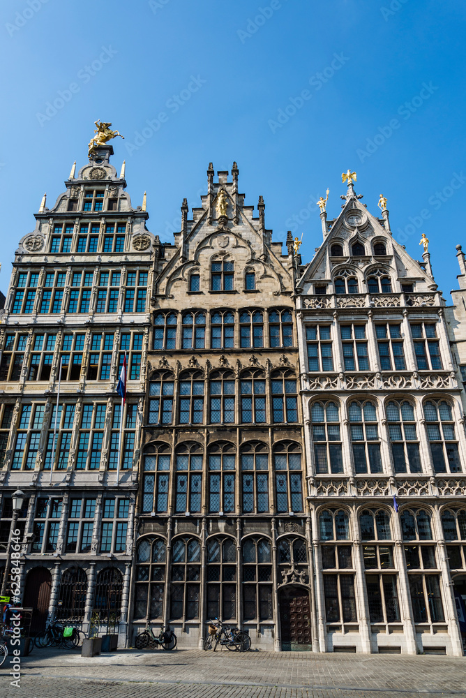 Fototapeta premium Former guild houses which originally served as headquarters of the city's 16th- and 17th-century guilds. at the Grand Place (Grote Markt), central square in Antwerp, Belgium