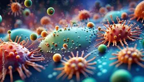 Lymphocytes cell in the immune system reacting and attacking a spreading cancer cell - illustration © Christoph Burgstedt