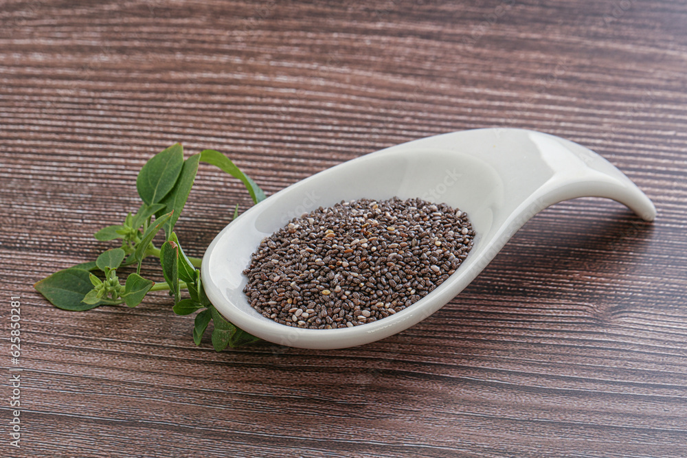 Dietary chia seeds in the bowl Dietary chia seeds in the bowl