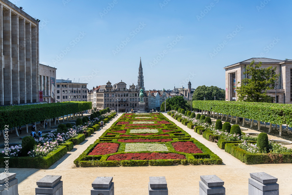 Mont des Arts, Hill of Arts, an urban complex and historic site around a public garden., Brussels, Belgium