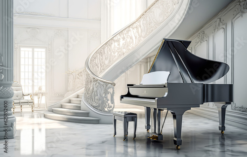 an elegant white piano sits in a room