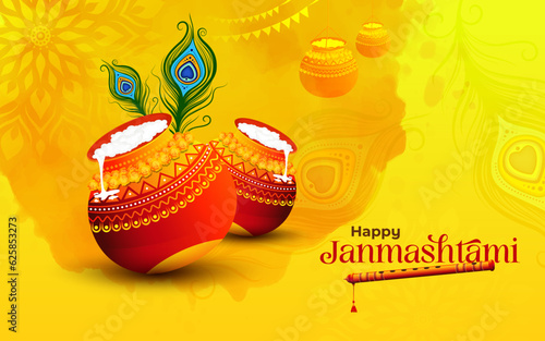 Happy Janmashtami Background Design Vector Illustration photo