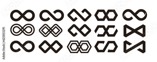Infinity geometric shape for business emblem endless repetition and mobius ribbon black